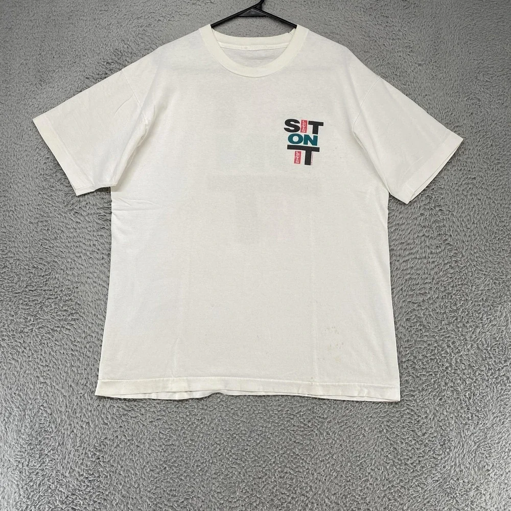 Vintage Levi's Sit On It Shirt Mens XL White 1991 Graphic‎ Tee 90s Levis